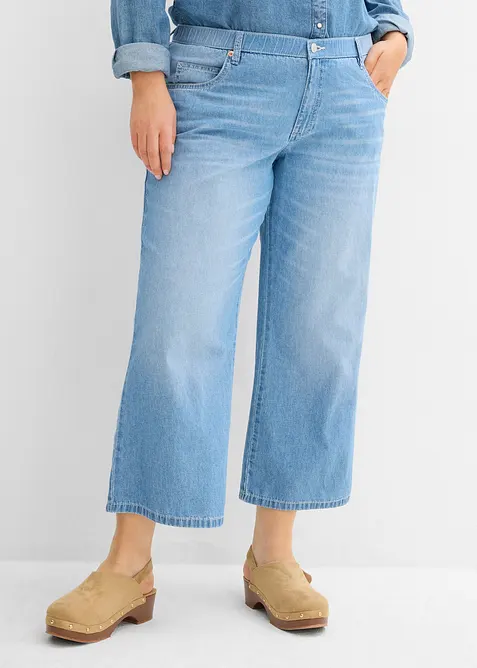 Straight-jeans Mid Waist, komfortlinning Low Stretch, cropped, bonprix