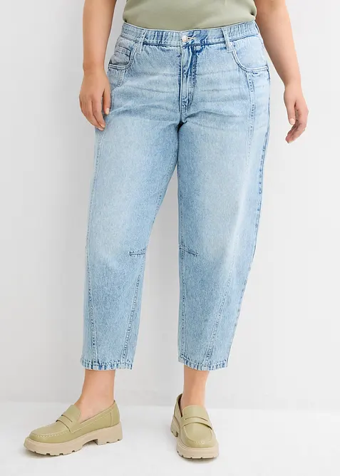 Barrel-jeans Mid Waist Low Stretch, cropped, bonprix
