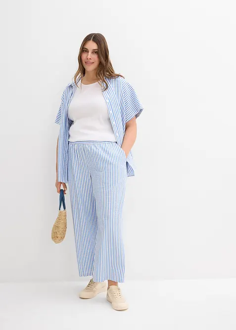 7/8-lang bukse i kreppmateriale med vide ben, bonprix