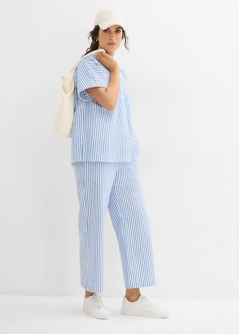 Kortermet bluse i kreppmateriale, bonprix