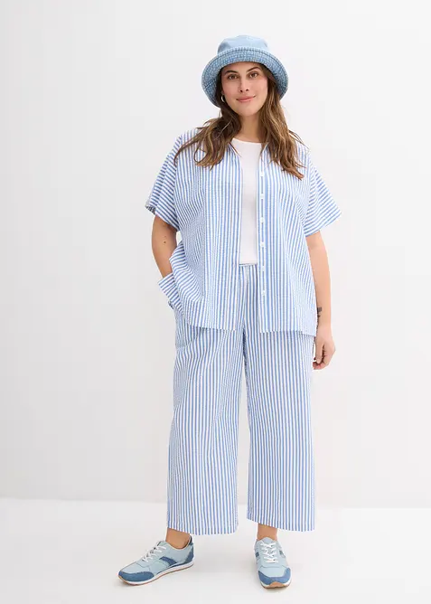 Kortermet bluse i kreppmateriale, bonprix