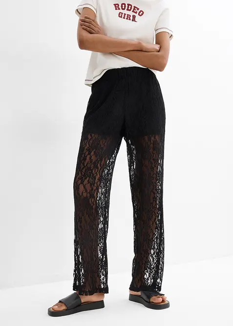 Pull on-bukse med blonder, bonprix