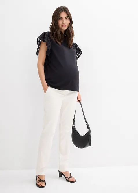 Elegant mammabukse i hudvennlig bomullsmiks med rette ben, bonprix