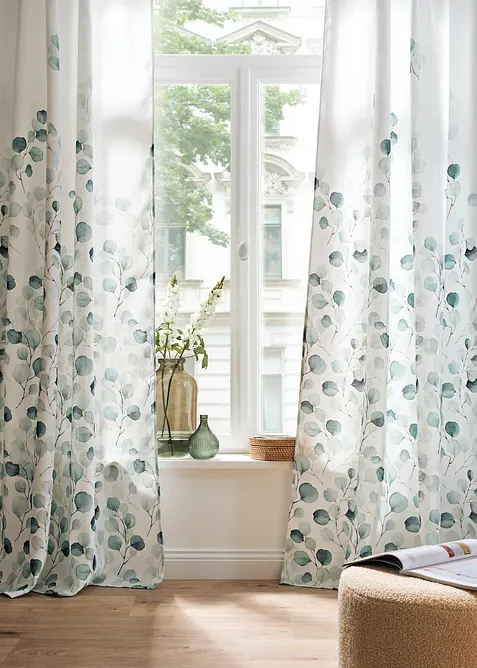 Gardin med struktur og blomsterprint (1-pack), bonprix