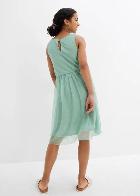 Midikjole med blondebesetning, bonprix