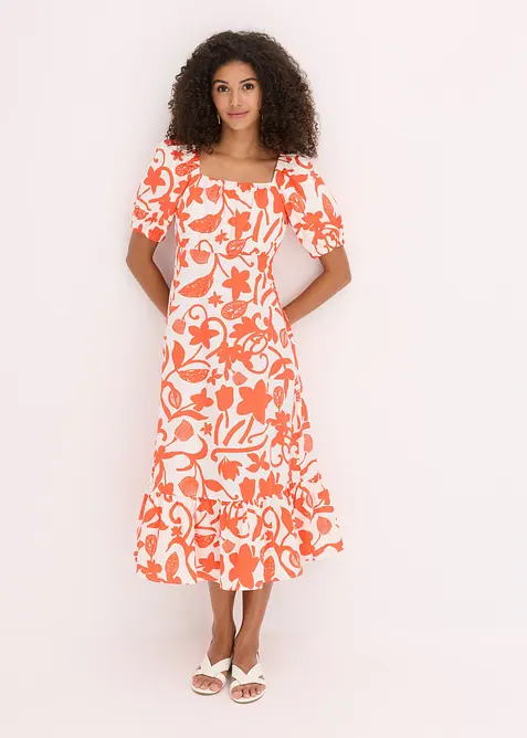 Midikjole i økologisk bomull, bonprix