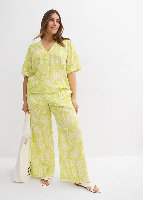 Kortermet bluse i lin-look, bonprix