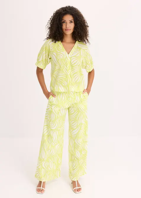 Kortermet bluse i lin-look, bonprix