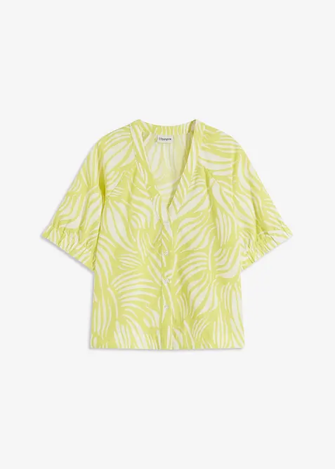 Kortermet bluse i lin-look, bonprix