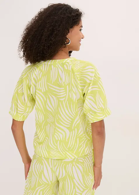 Kortermet bluse i lin-look, bonprix