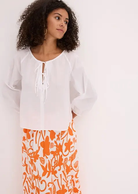 Bluse i ren &oslash;kologisk bomull, bonprix