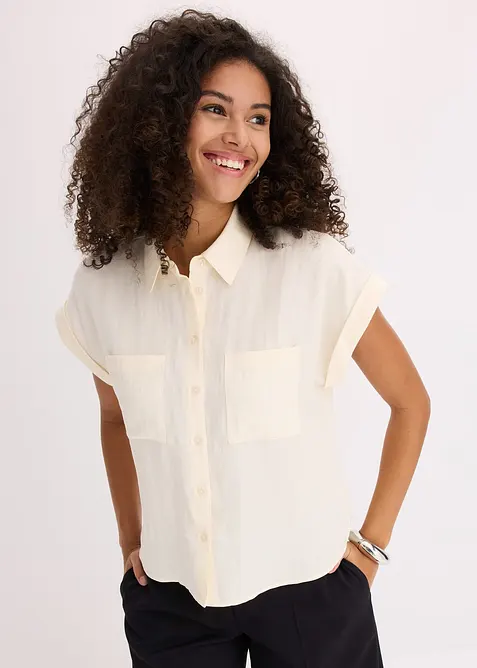 Kortermet bluse i lett materialmiks med lyocell, bonprix