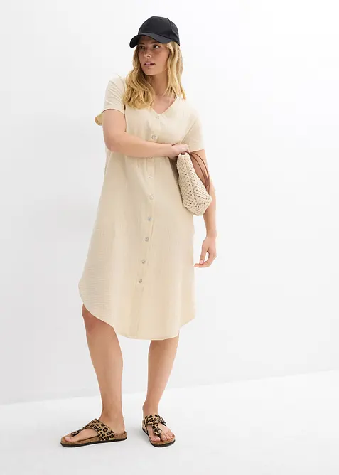 Skjortekjole i myk musselin, bonprix