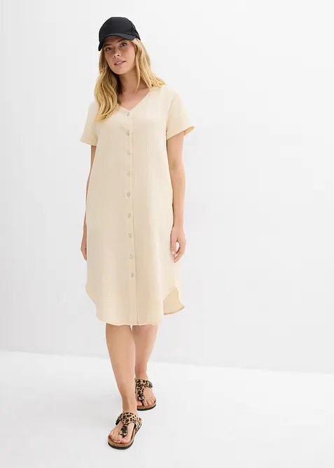 Skjortekjole i myk musselin, bonprix