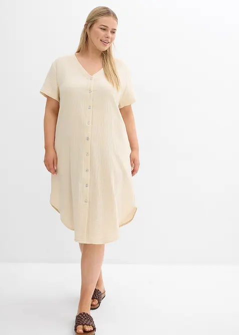 Skjortekjole i myk musselin, bonprix