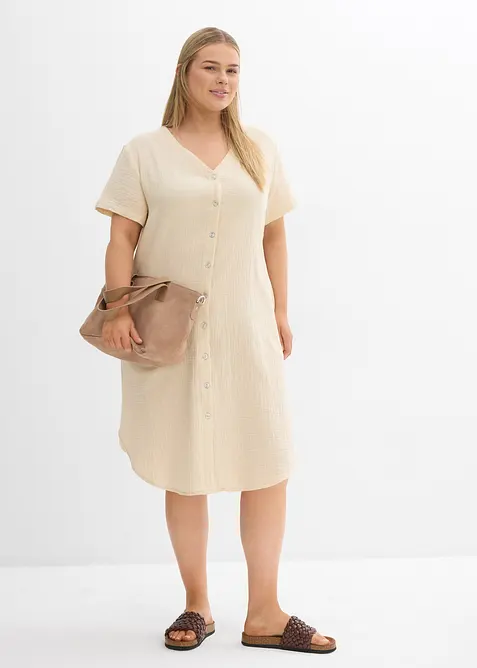 Skjortekjole i myk musselin, bonprix