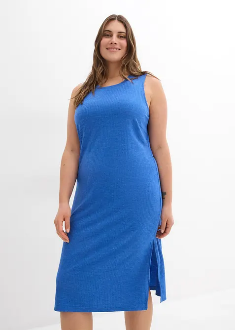 Kjole i ribbet materiale med sidesplitter, av lett viskosemiks, bonprix