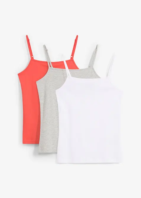 Stroppetopp med økologisk bomull (3-pack), bonprix