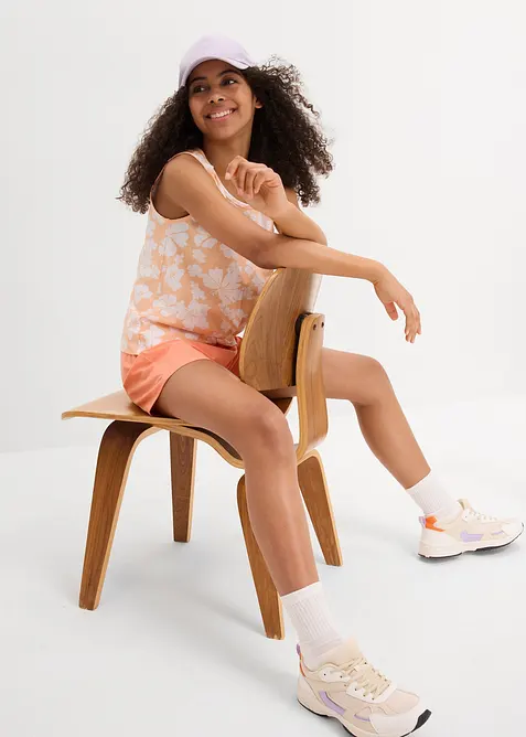 Topp og shorts i økologisk bomull med elastan (2-delt sett), bonprix