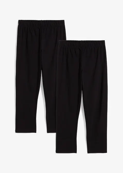 Caprileggings i &oslash;kologisk bomullsmiks (2-pack), bonprix