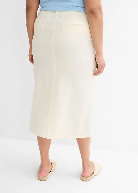 Midiskjørt i luftig linmiks, bonprix