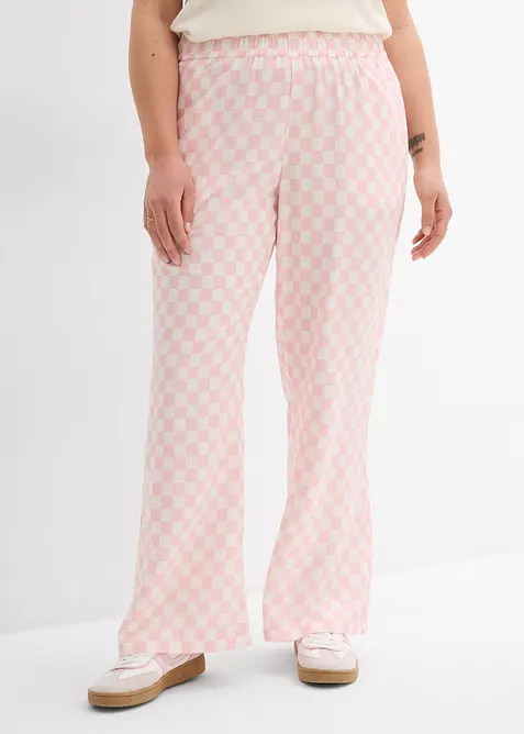 Rutete vid bukse av fint fallende viskose, bonprix