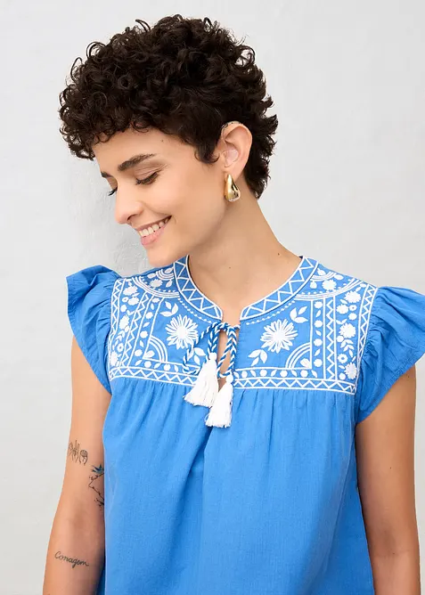 Tunika med silke og broderi, bonprix