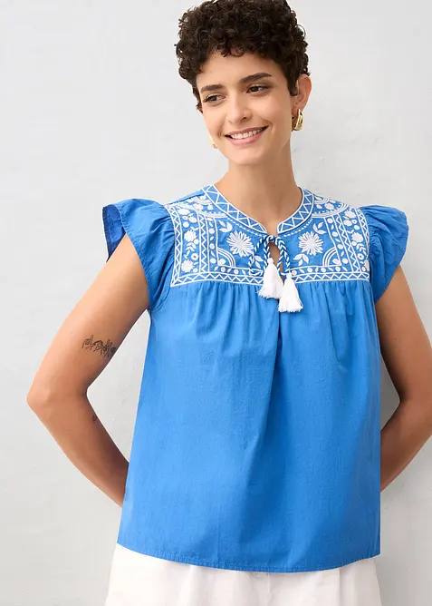 Tunika med silke og broderi, bonprix