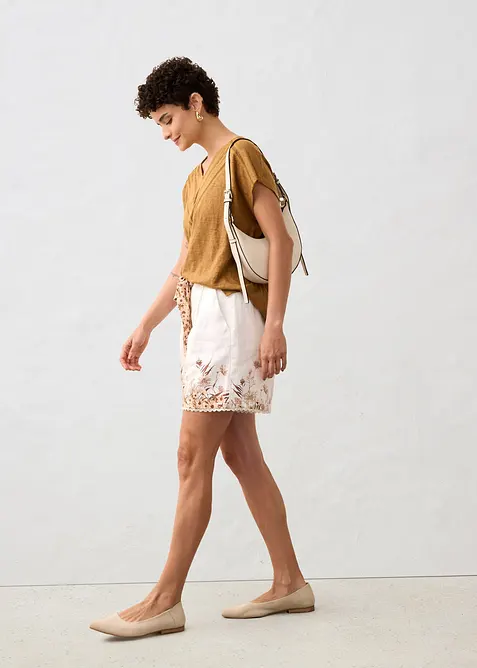 T-skjorte i 100% lin med blonder, bonprix