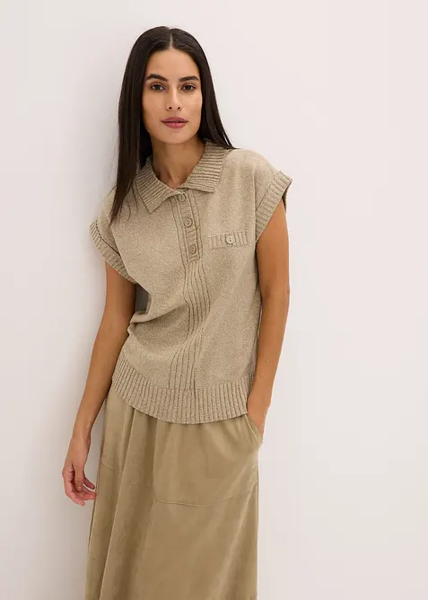 Genser med bomull og krage, bonprix