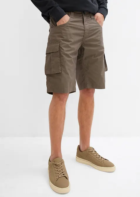 Bermudashorts i 100% bomull med cargolommer, Relaxed Fit, bonprix
