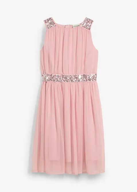 Chiffonkjole med paljettb&aring;nd, bonprix