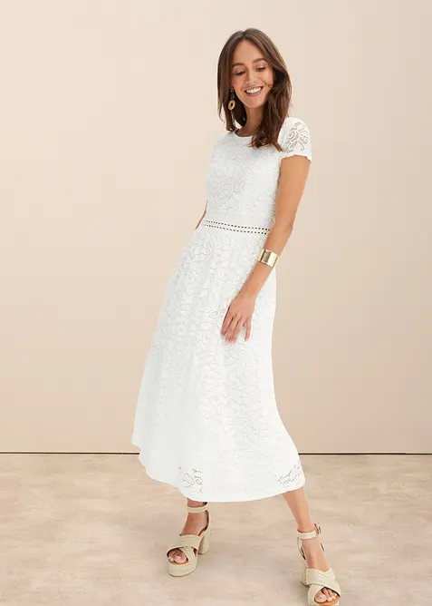 Jerseykjole med heklet innfelling i midjen, bonprix