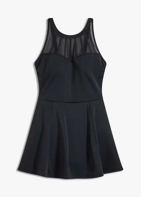 Shape-badekjole med transparent mesh, middels formende, bonprix