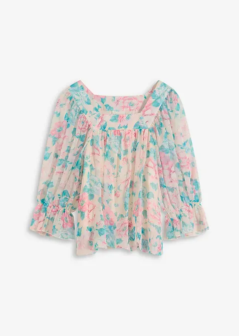 Bluse med ballongkant nede, bonprix