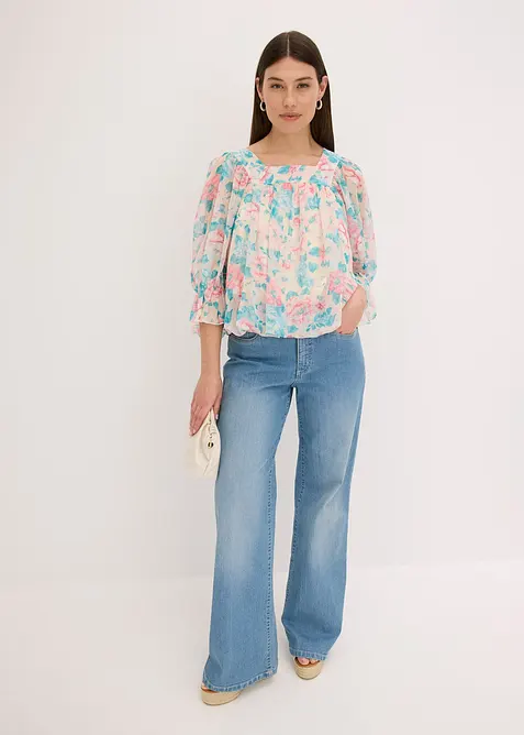 Bluse med ballongkant nede, bonprix