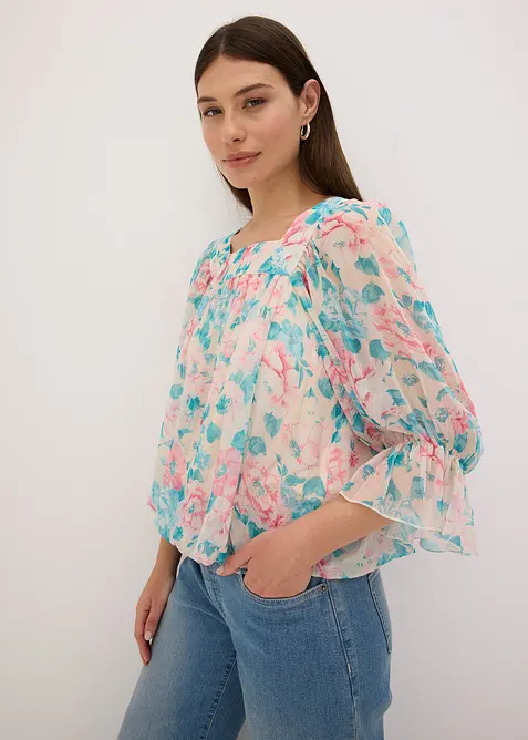 Bluse med ballongkant nede, bonprix