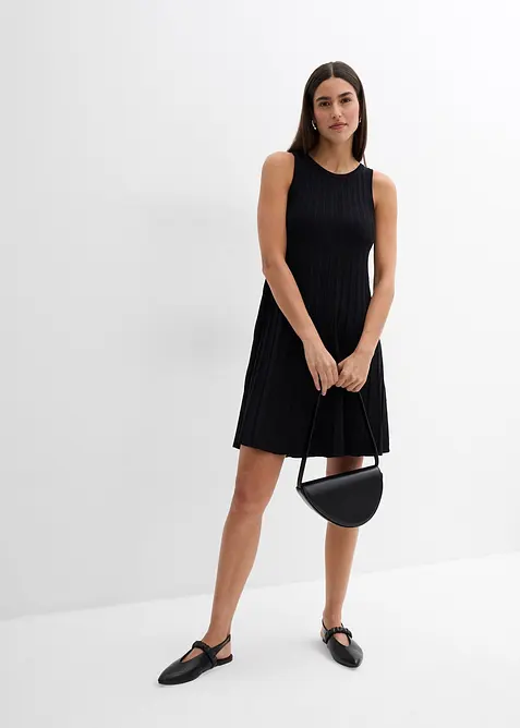 Strikket kjole i viskosemiks og A-fasong, bonprix