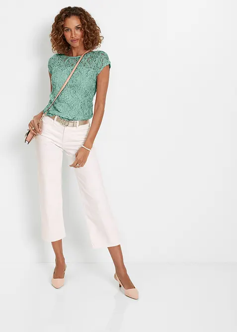 Bluse i blondemateriale, bonprix