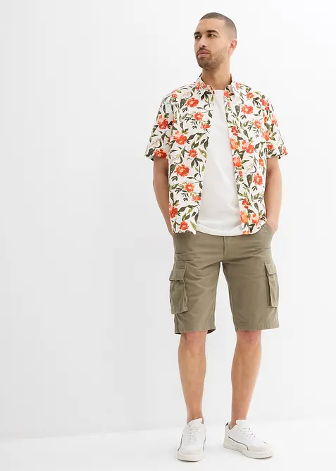 Bermudashorts i 100% bomull med cargolommer, Relaxed Fit, bonprix