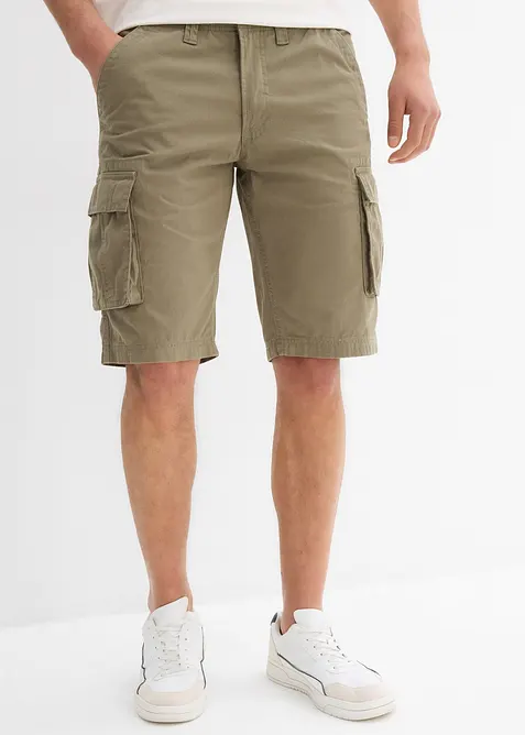Bermudashorts i 100% bomull med cargolommer, Relaxed Fit, bonprix