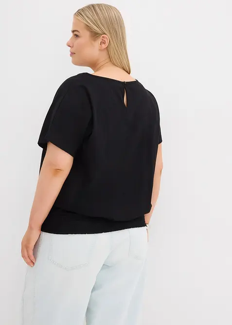 Topp i flammegarn av &oslash;kologisk bomull med vaflet linning, bonprix