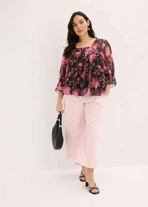 Bluse med ballongkant nede, bonprix