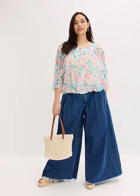 Bluse med ballongkant nede, bonprix