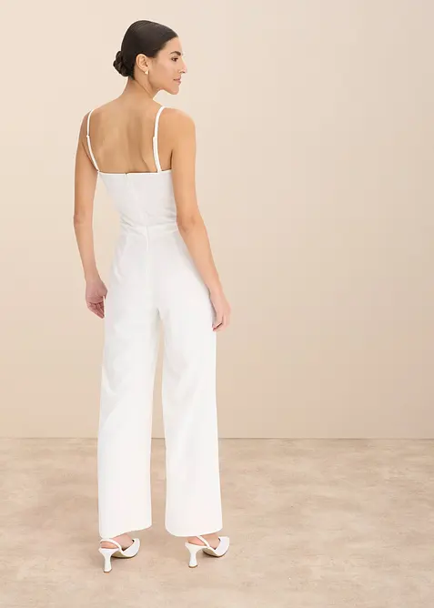 Elegant jumpsuit i strukturert krepp med perlebroderi, bonprix