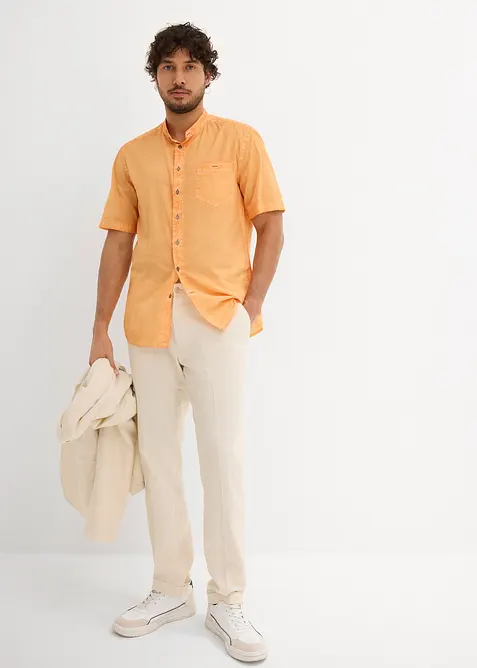 Kortermet skjorte i vasket look, bonprix