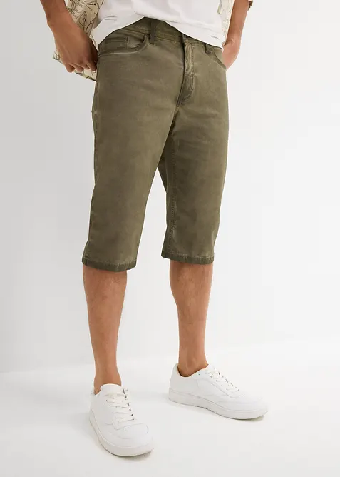 Lang bermudashorts med stretch i vasket look, Regular Fit, bonprix