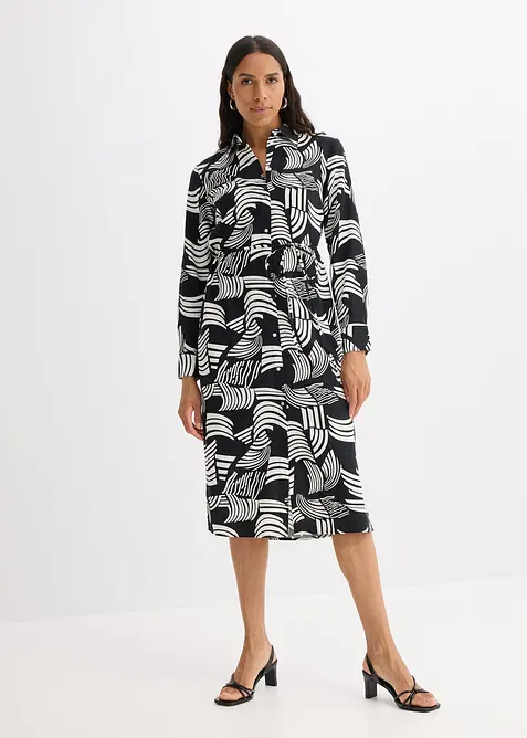 Skjortekjole i lett linmiks, bonprix