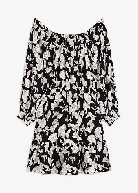 Kjole med singoalla-utringning og trykt mønster, bonprix