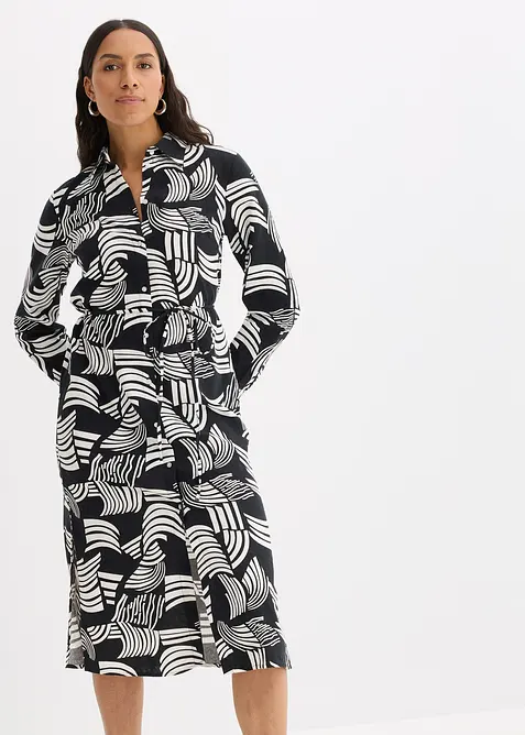 Skjortekjole i lett linmiks, bonprix